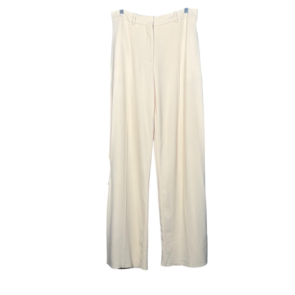 Victoria Beckham Ivory Wide Leg Trousers UK 12 US 8 High Waist